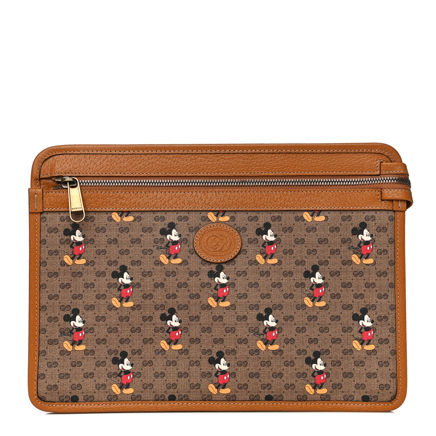 Gucci X DISNEY Mini Vintage GG Supreme Monogram Mickey Mouse Documents Holder Beige Vintage Sun Oil 1 of 9
