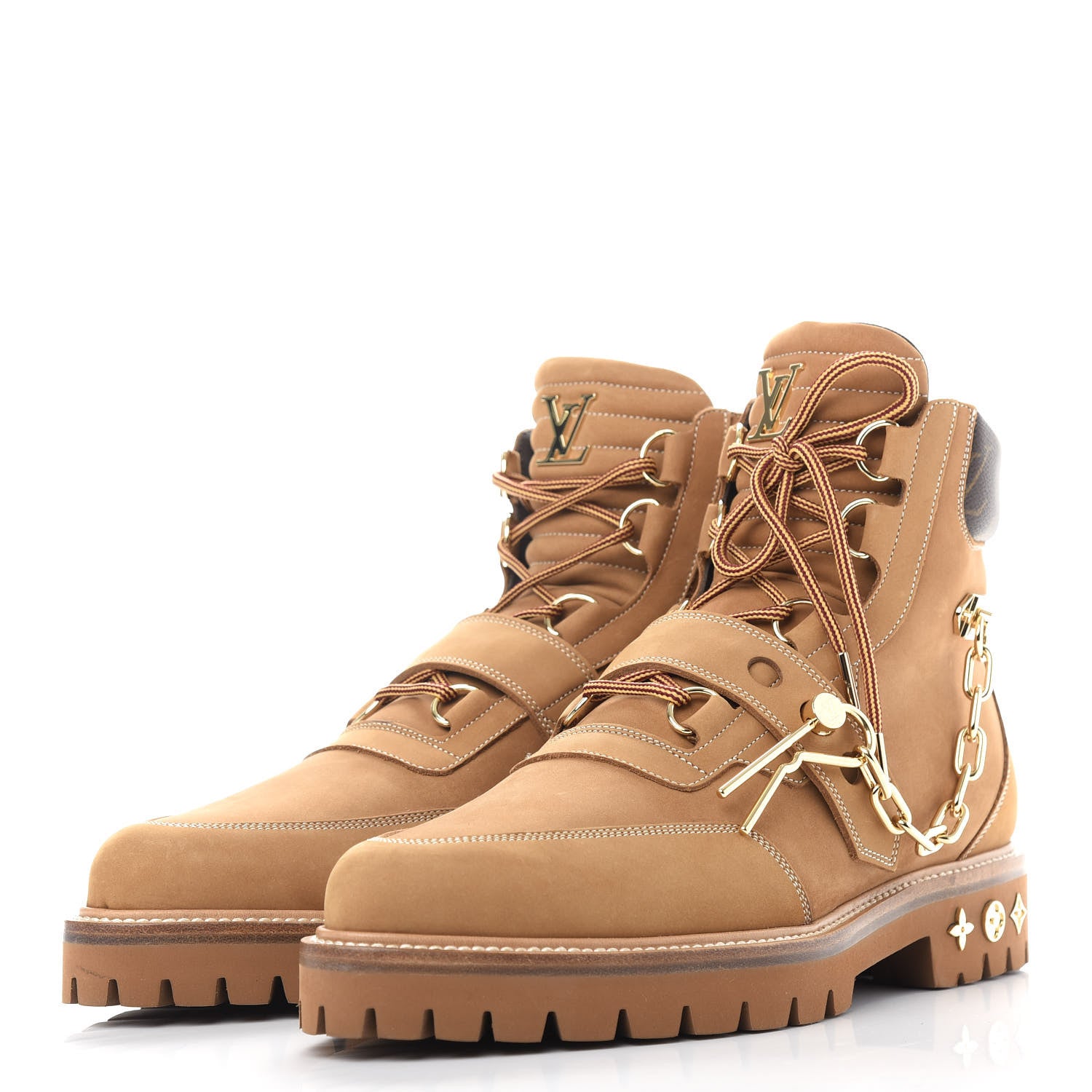 Louis Vuitton Suede Calfskin Monogram Mens Creeper Ankle Boots 8.5 Beige 3 of 12