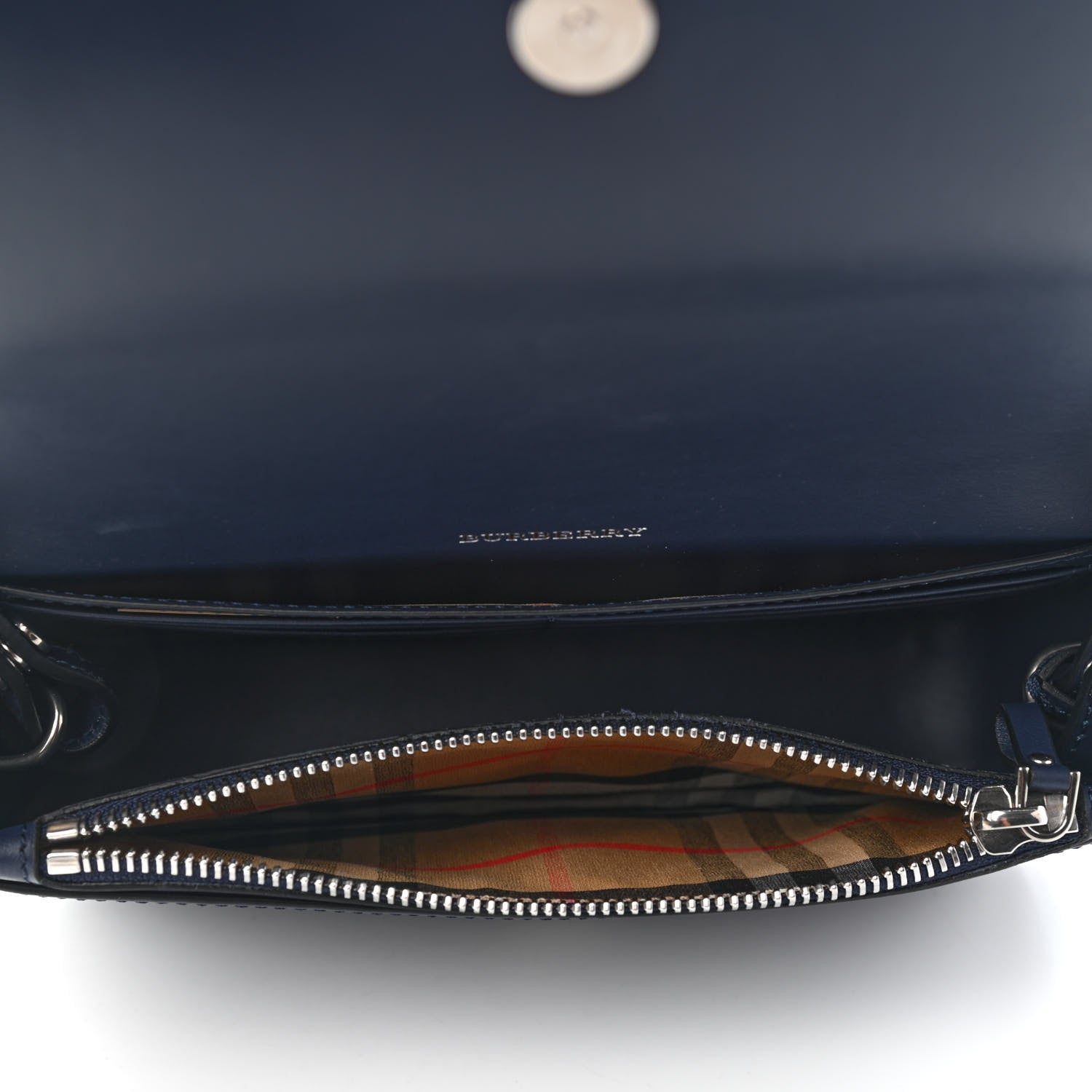 Burberry Calfskin Perforated Logo Hampshire Crossbody Navy 5 of 9
