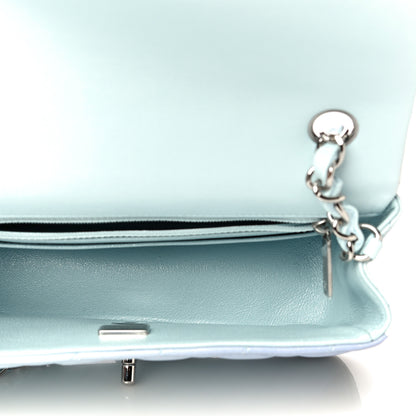 Chanel Perforated Lambskin Quilted Mini Rectangular Flap Light Blue Light Purple White 5 of 11