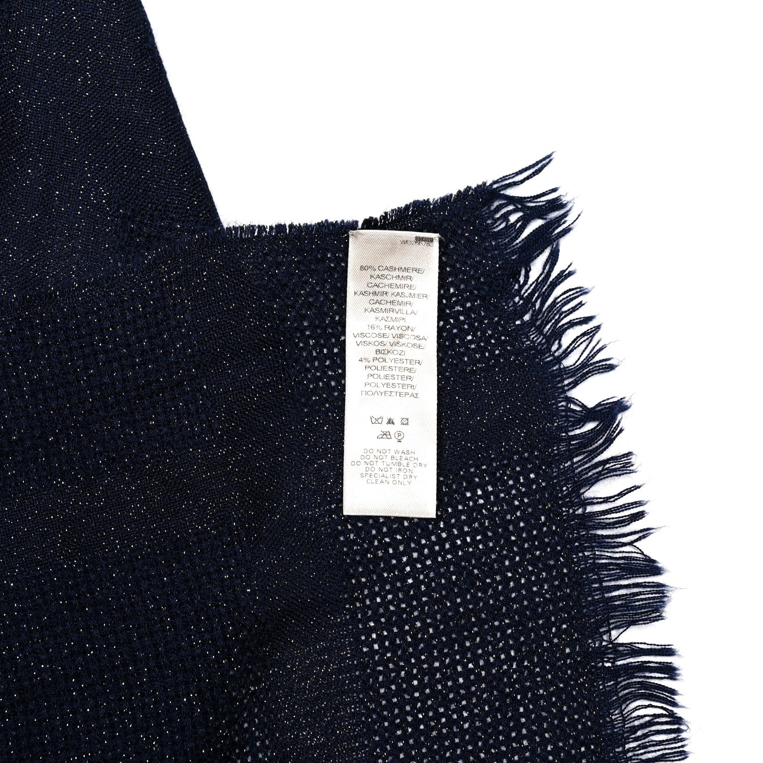 Burberry Cashmere Rayon Polyester Check Fringe Scarf Blue 4 of 5