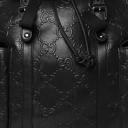 Gucci Calfskin GG Tennis Embossed Double Buckle Backpack Black 8 of 17