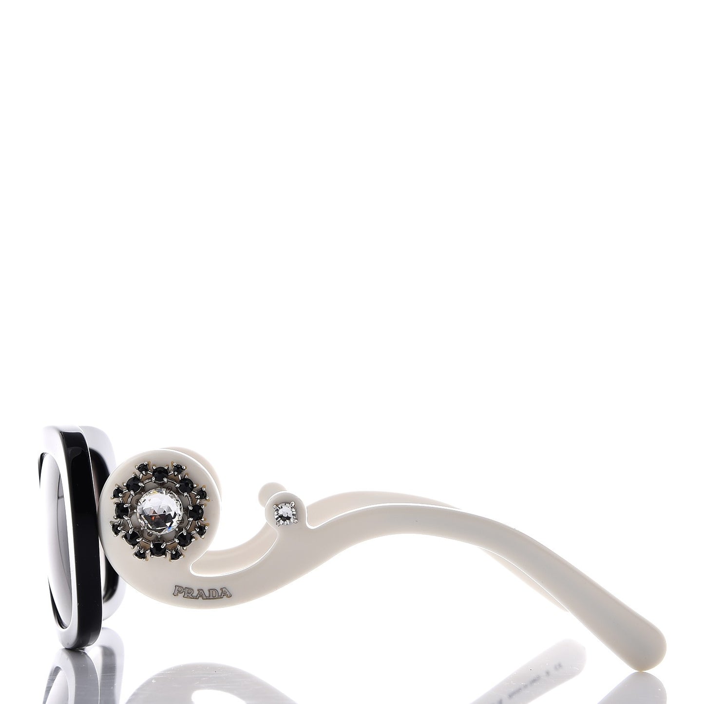 Crystal Ornate Square Baroque Sunglasses White Black