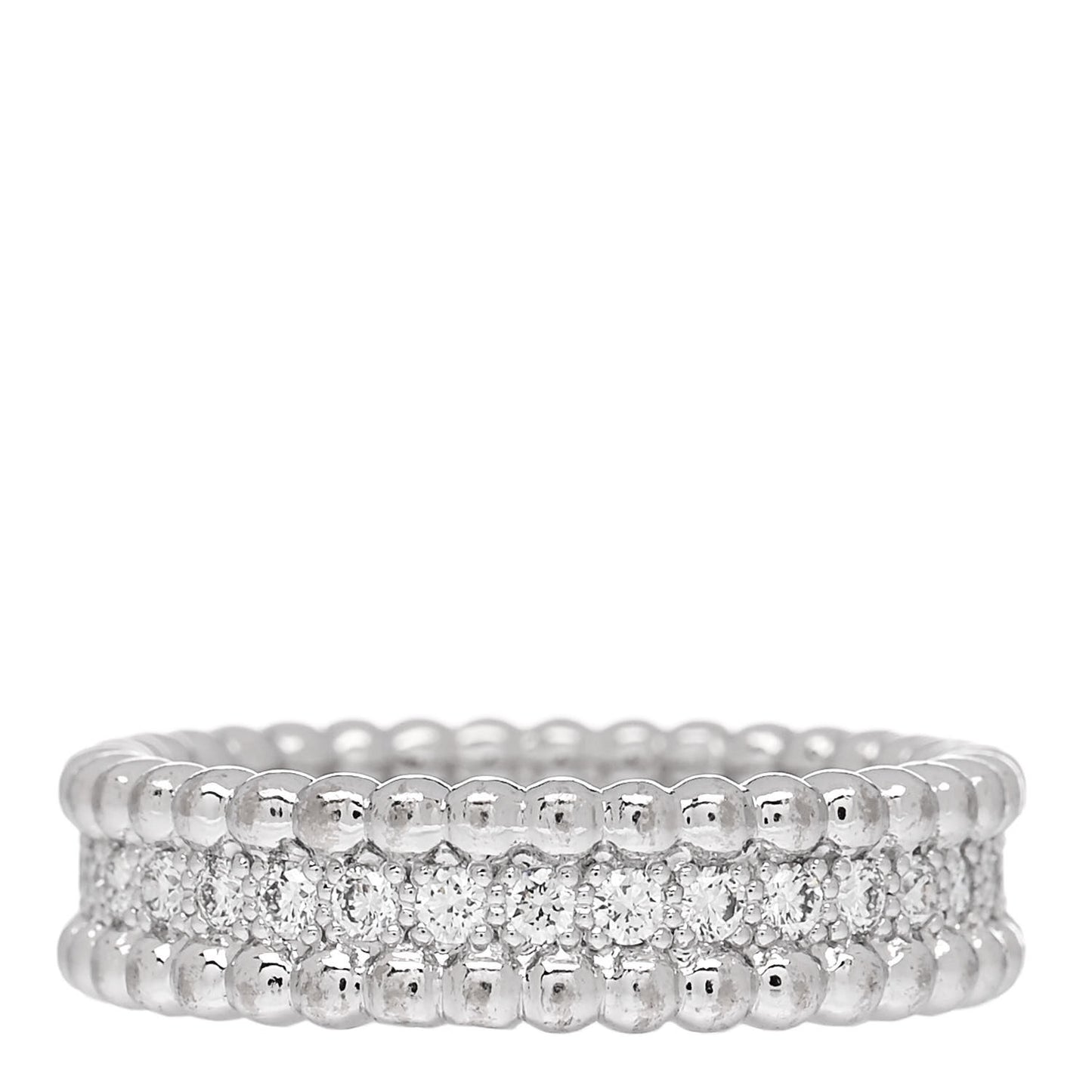 18K White Gold Diamond Perlee 1 Row Ring 53 6.5