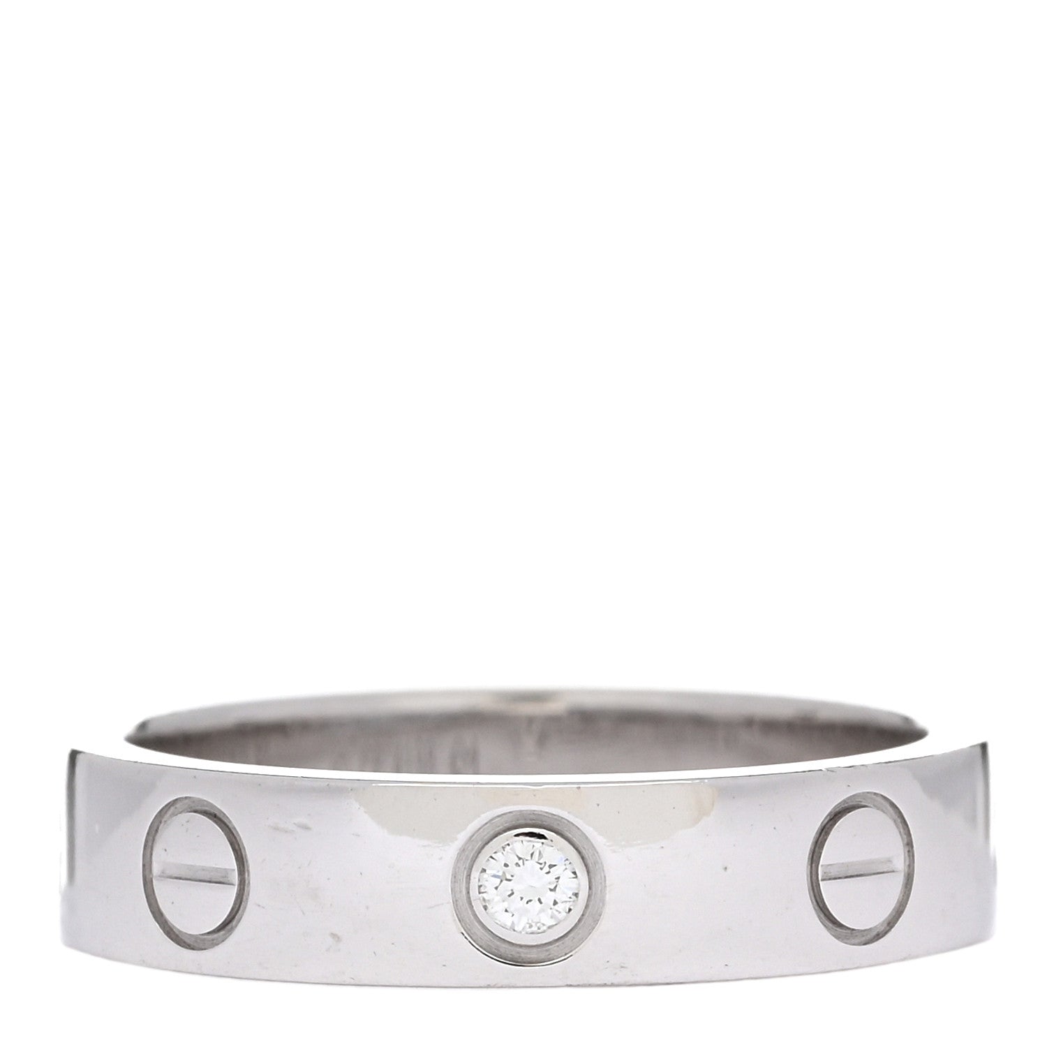 Cartier 18K White Gold Diamond 4mm LOVE Wedding Band Ring 47 4 1 of 4