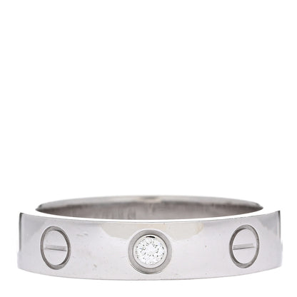 Cartier 18K White Gold Diamond 4mm LOVE Wedding Band Ring 47 4 1 of 4