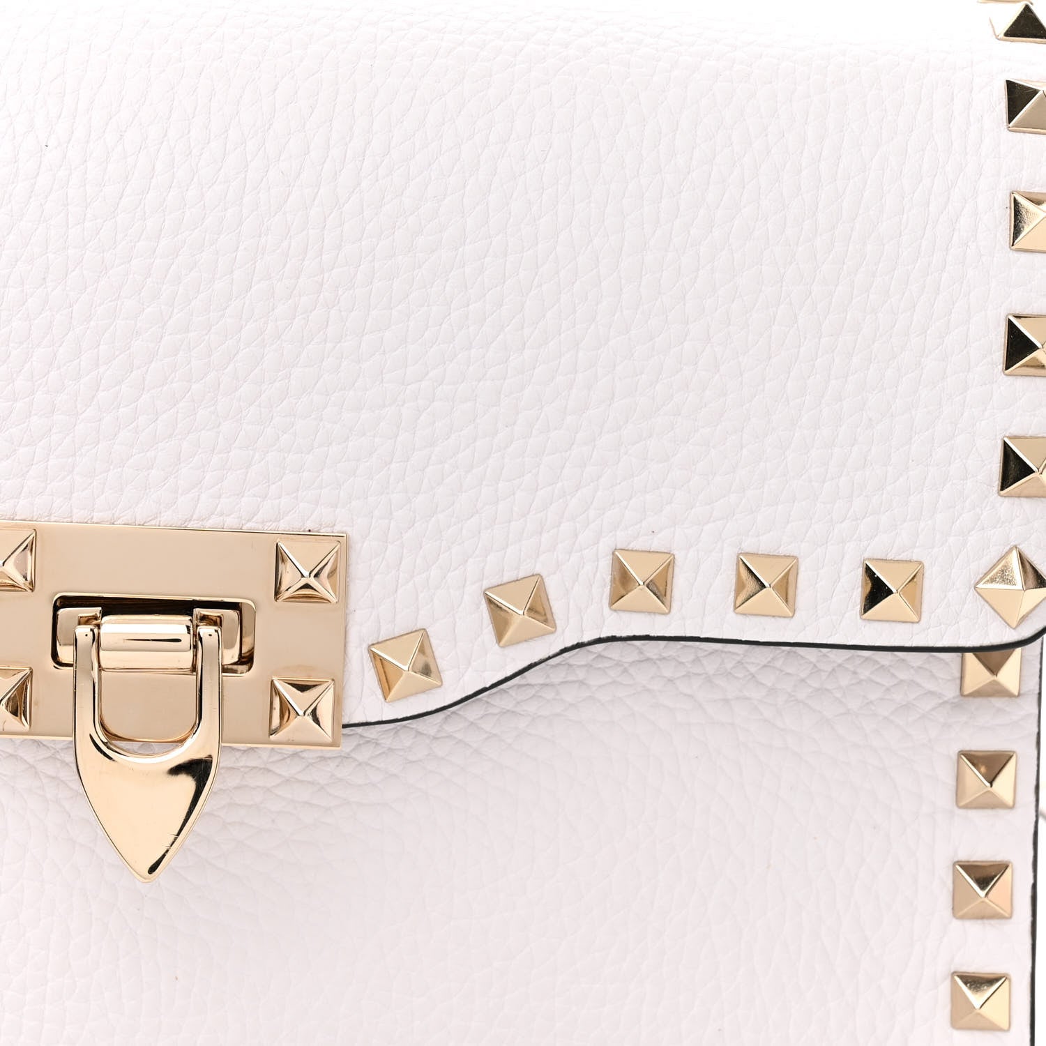 Valentino Garavani Pebbled Calfskin Medium Rockstud Flip Lock Crossbody Bag White 12 of 12