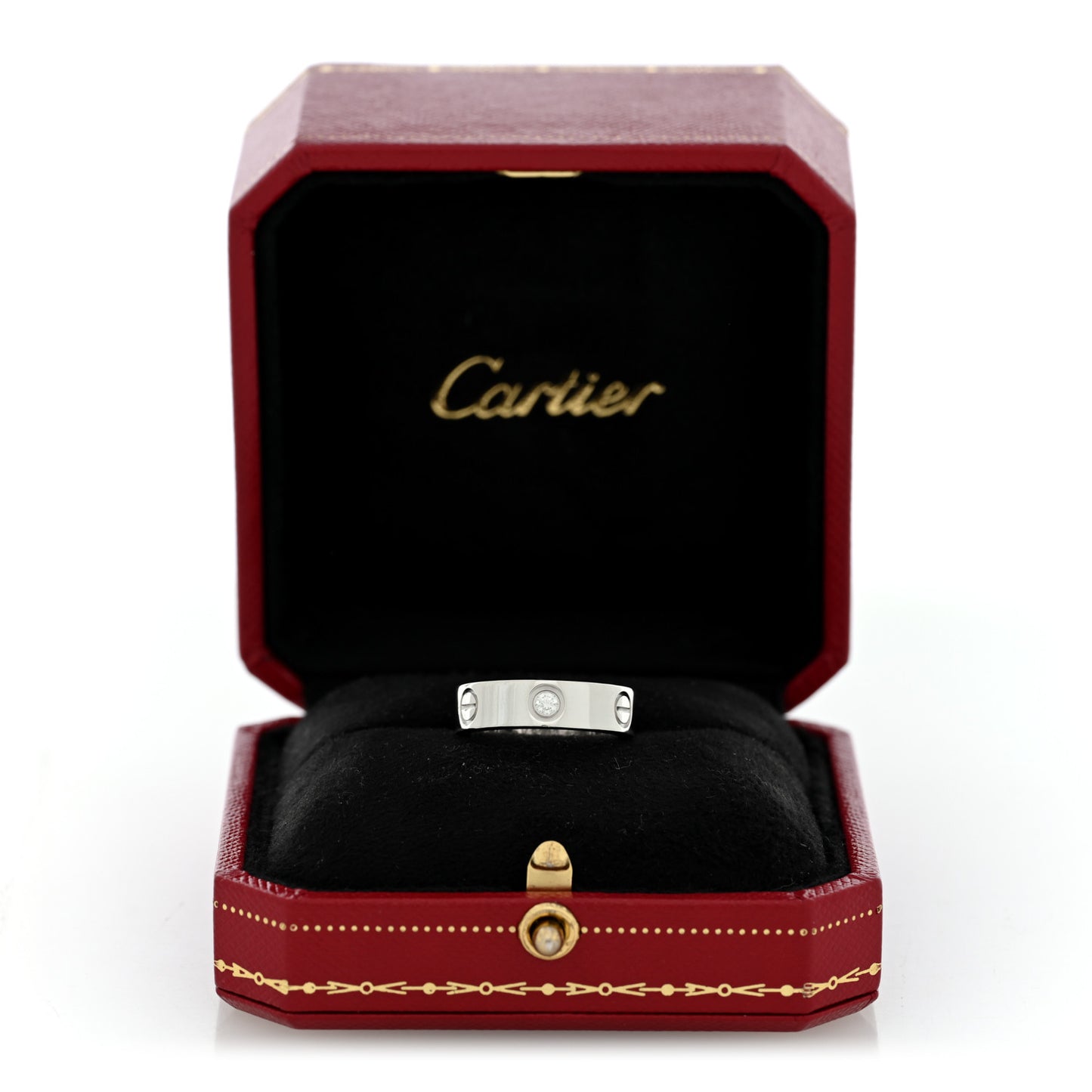 18K White Gold 3 Diamond 5.5mm LOVE Ring 53 6.5