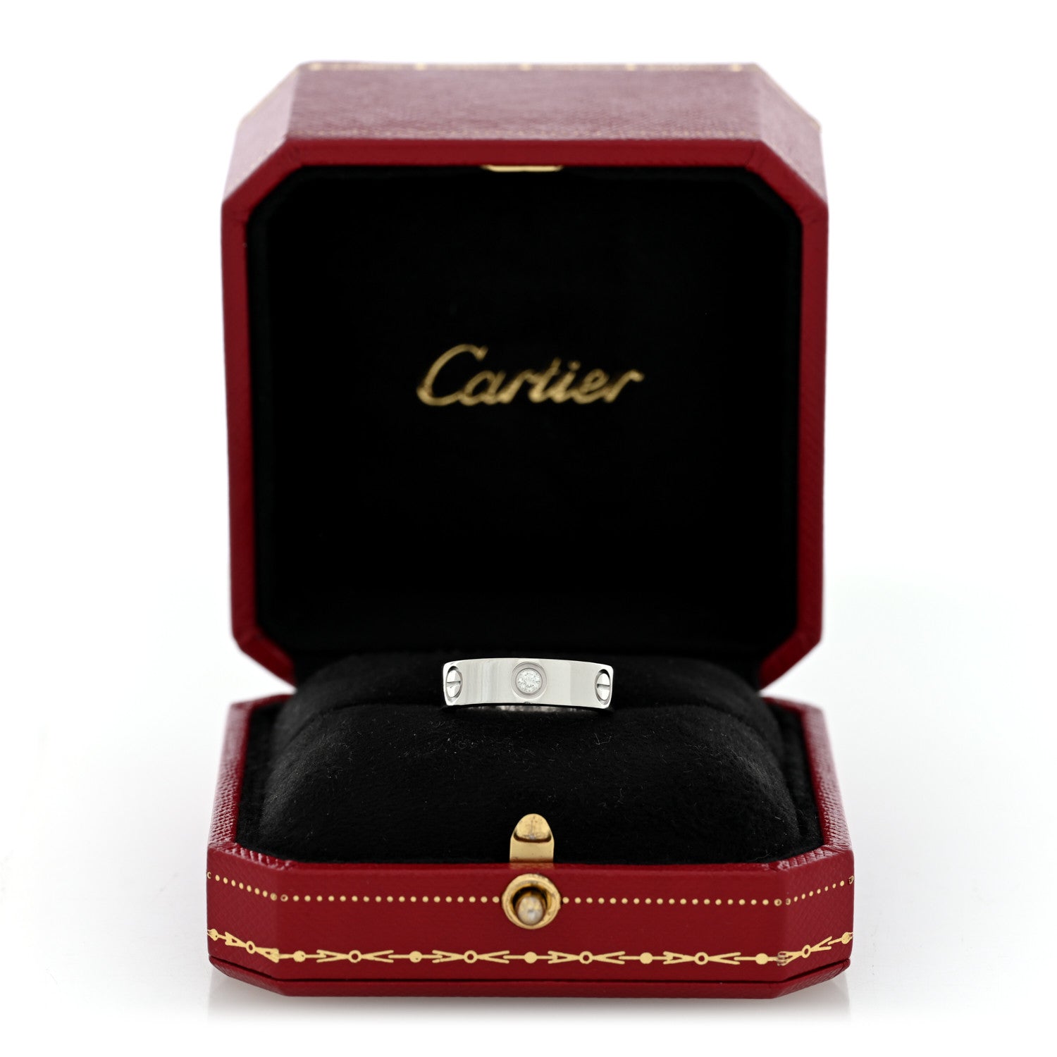 Cartier 18K White Gold 3 Diamond 5.5mm LOVE Ring 53 6.5 5 of 5