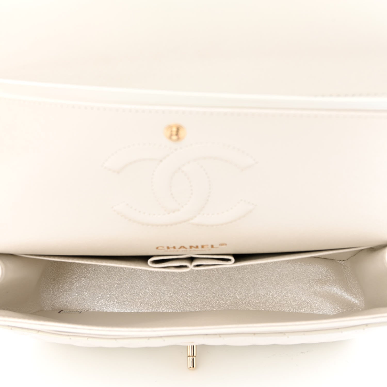 Chanel Iridescent Calfskin Quilted Medium Double Flap White 5 of 13