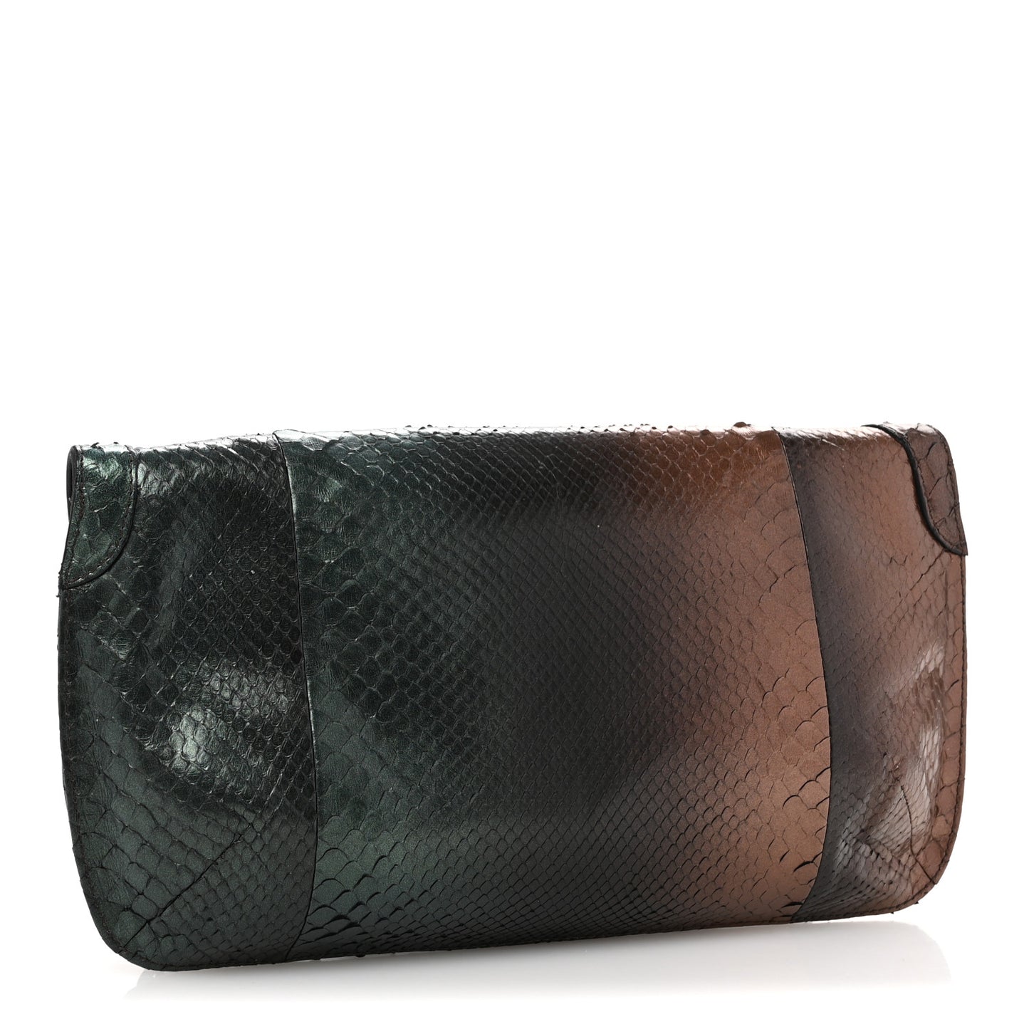 Metallic Snakeskin Lambskin Clutch Black Multicolor