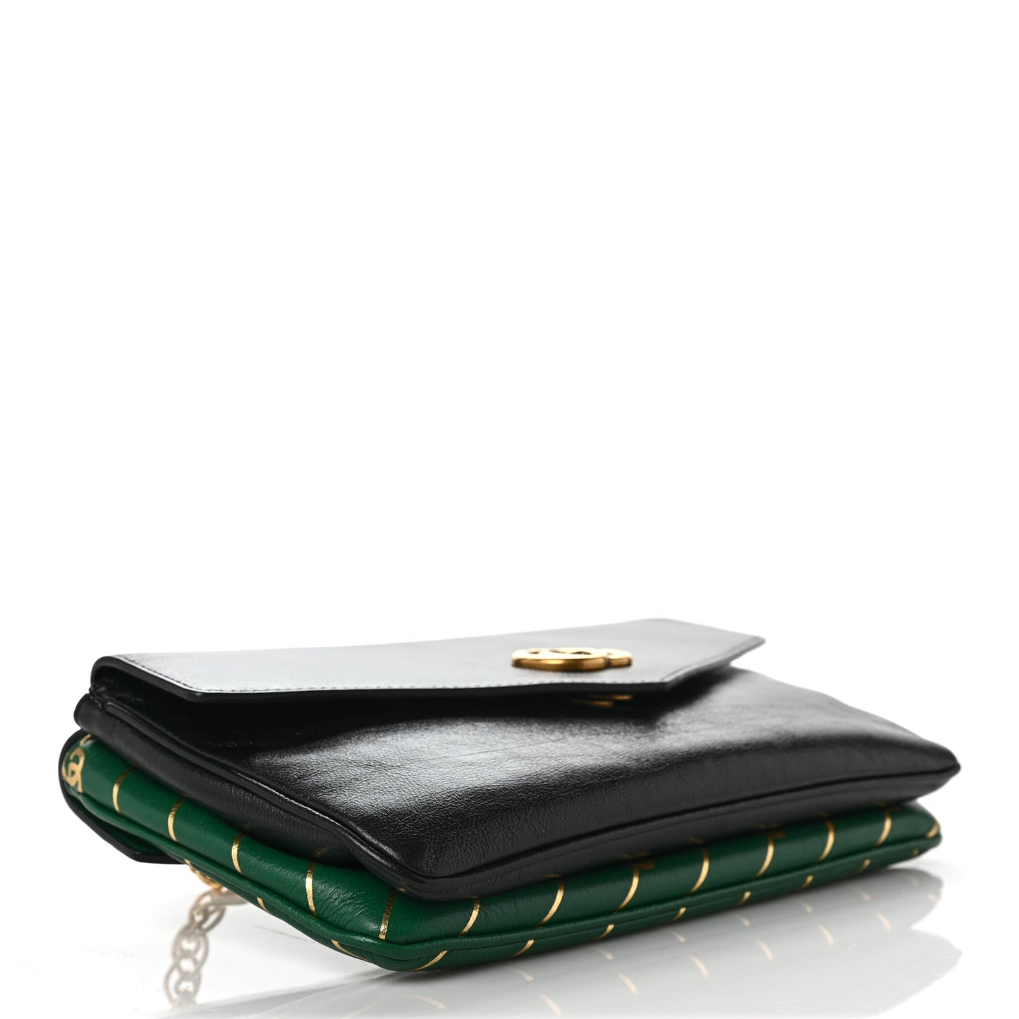 Calfskin Diagonal GG Medium Thiara Double Envelope Shoulder Bag Emerald Green Black