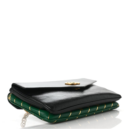 Gucci Calfskin Diagonal GG Medium Thiara Double Envelope Shoulder Bag Emerald Green Black 4 of 11