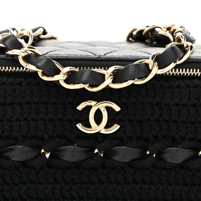 Chanel Lambskin Crochet Quilted Small Vanity Case With Chain Black 8 of 10