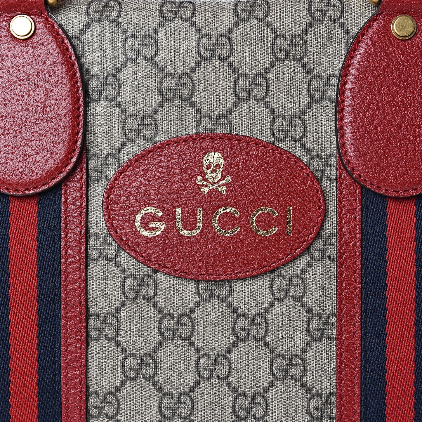 Soft GG Supreme Monogram Web Medium Duffle Bag Beige Red