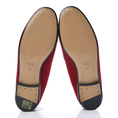 Gucci Velvet Horsebit Womens Jordaan Loafers 35 Hibiscus Red 5 of 9