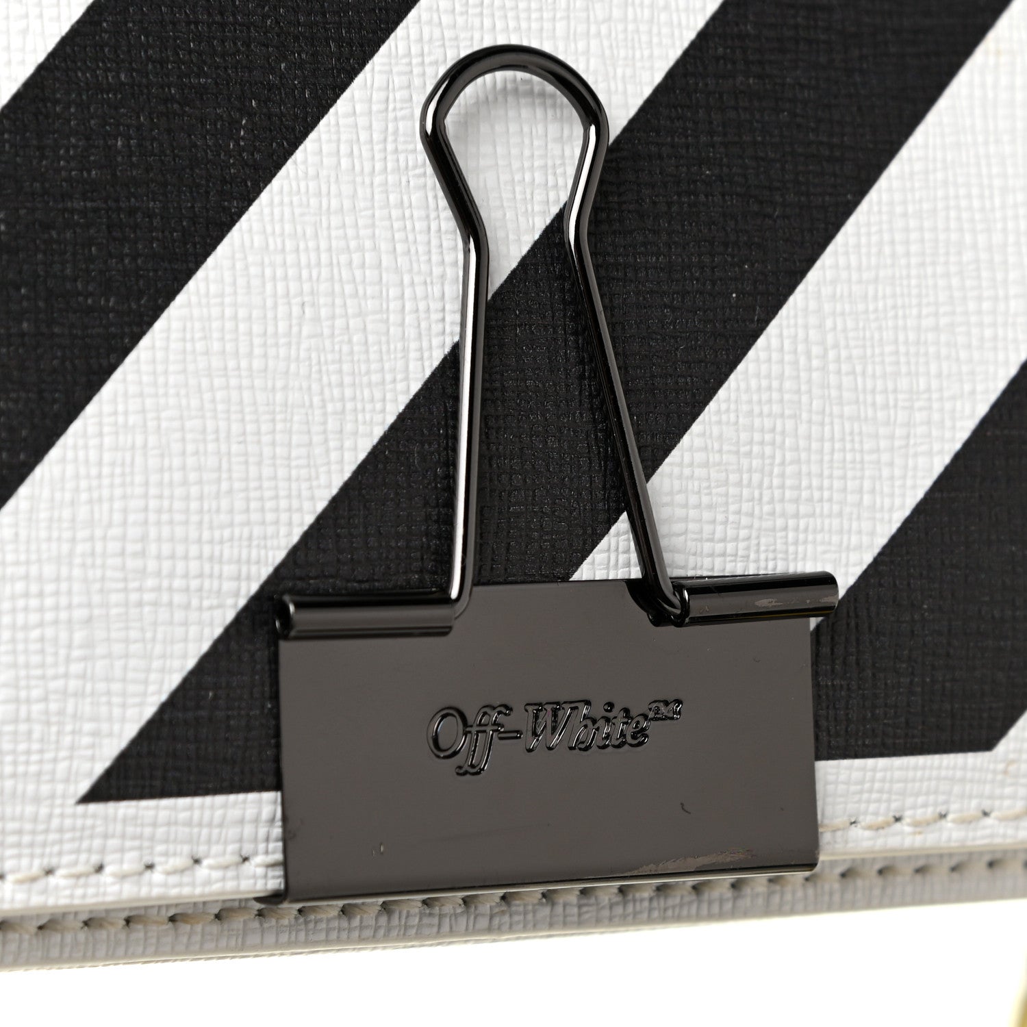 Off-White Saffiano Striped Diag Binder Flap Bag White Black 18 of 25