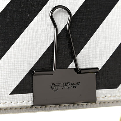 Off-White Saffiano Striped Diag Binder Flap Bag White Black 18 of 25
