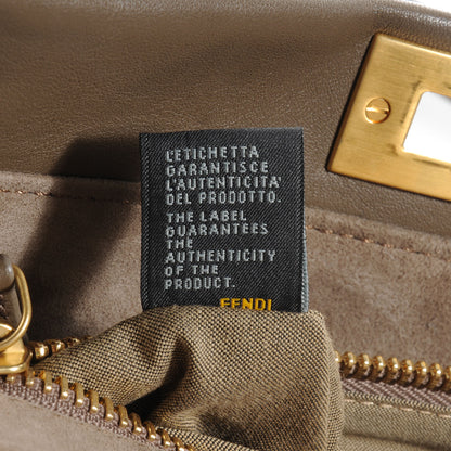 Fendi Vitello Suede Medium Peekaboo Iconic Satchel Nocciola Black 11 of 11