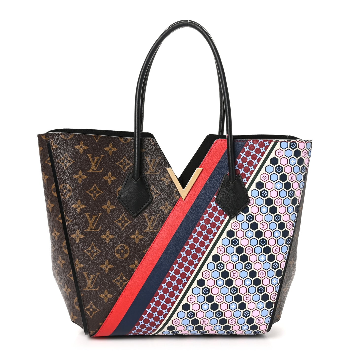 Calfskin Monogram Kimono Tote MM Rouge Navy