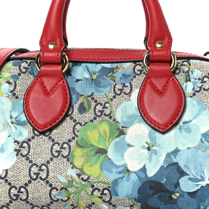 Gucci GG Supreme Monogram Blooms Mini Boston Navy Blue Hibiscus 8 of 10
