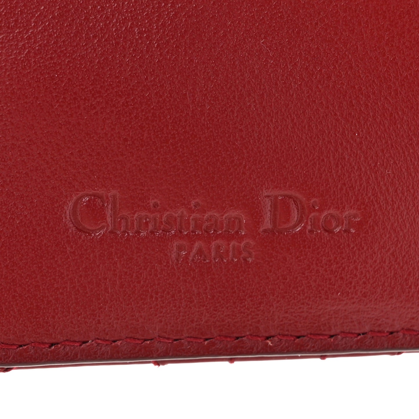 Patent Cannage Small Lady Dior Flap Card Holder Scarlet