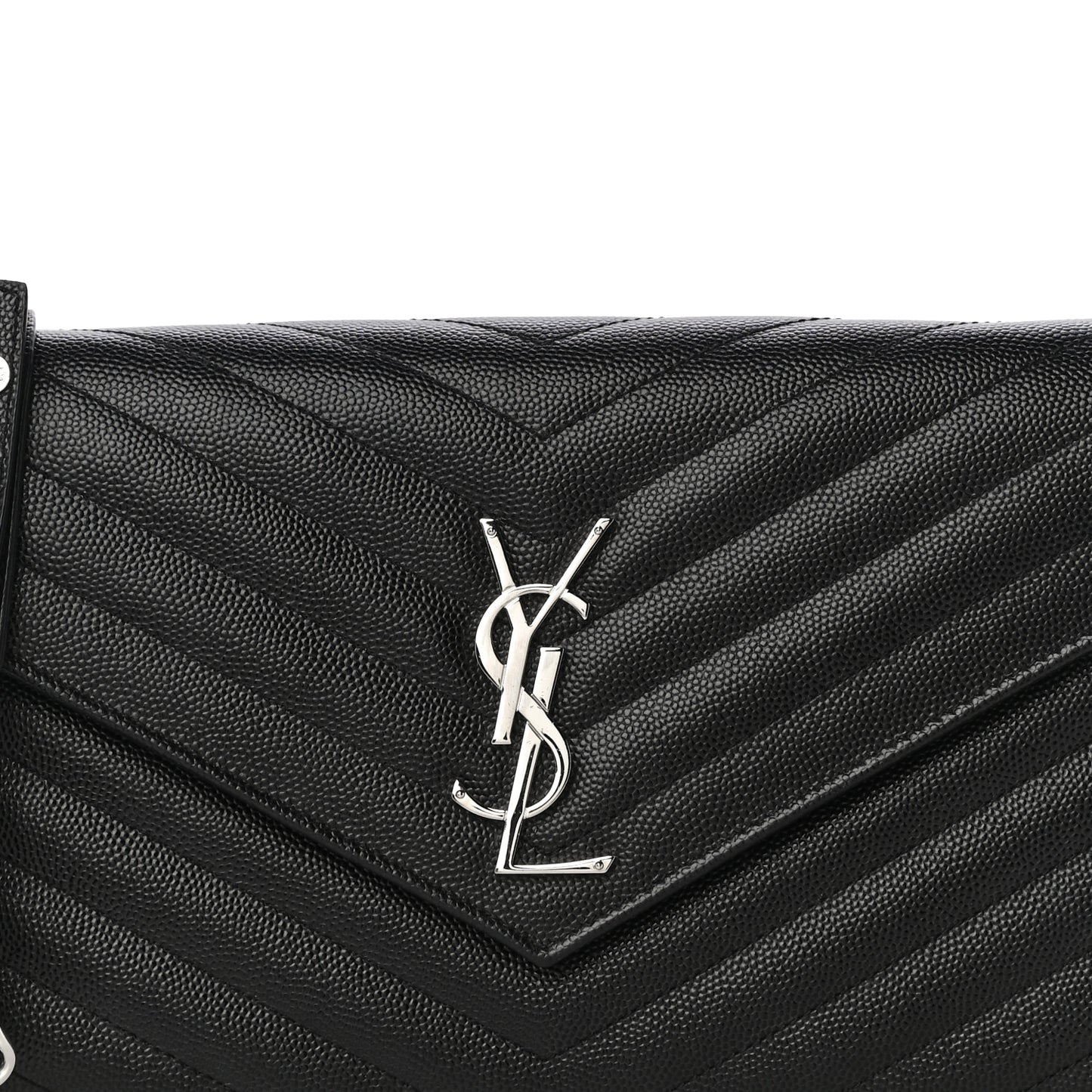 Grain De Poudre Matelasse Chevron Monogram Chain Wallet Black