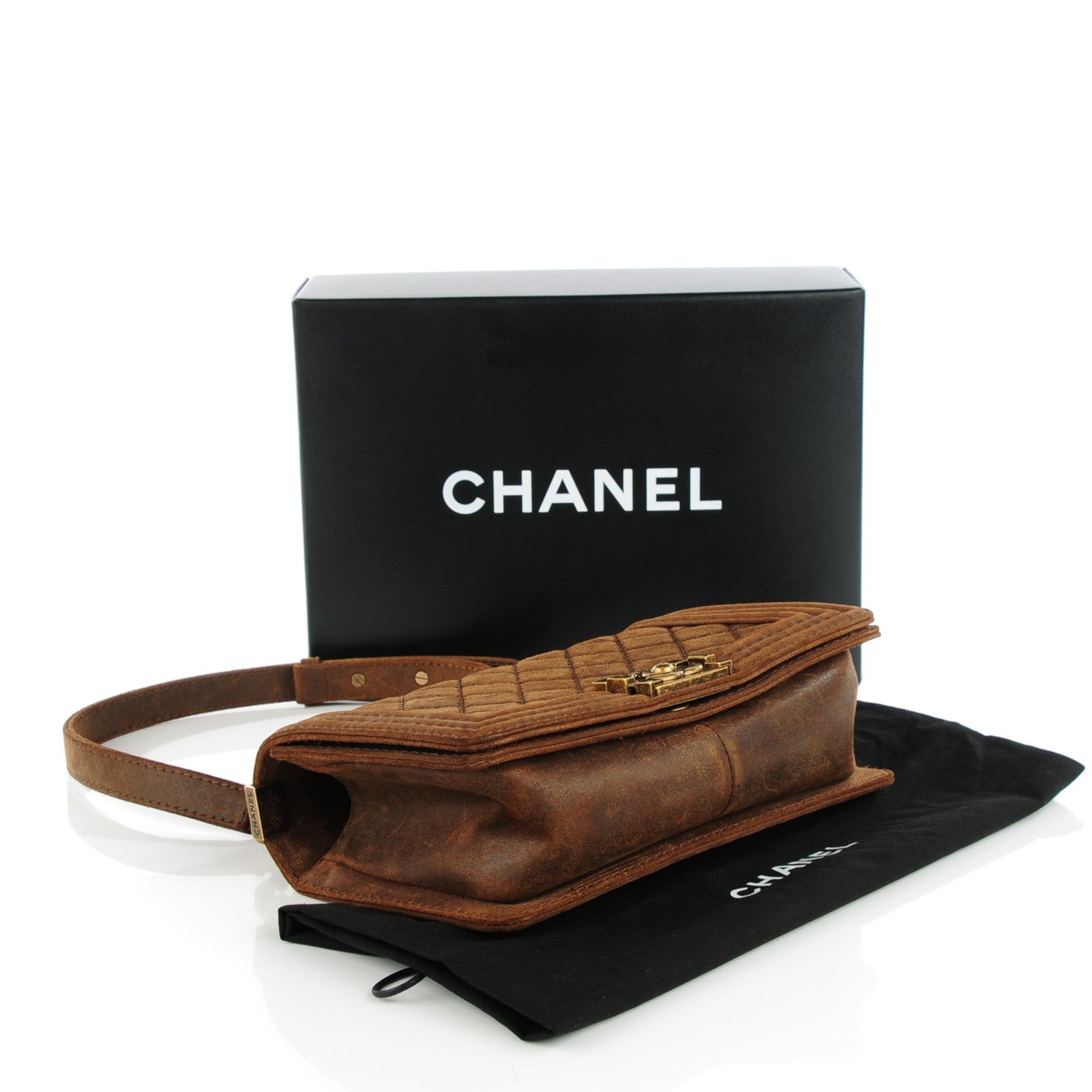 Chanel Nubuck Quilted Medium Boy Flap Brown 4 of 9