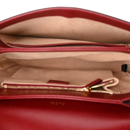Gucci GG Supreme Monogram Azalea Calfskin Horsebit 1955 Shoulder Bag Beige Ebony New Cherry Red 5 of 11