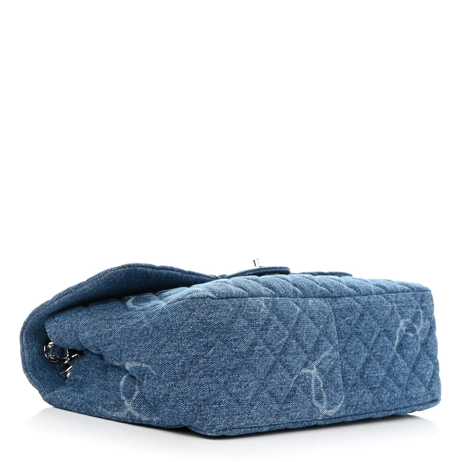 Chanel Denim Quilted CC Print Jumbo Single Flap Blue 4 of 10