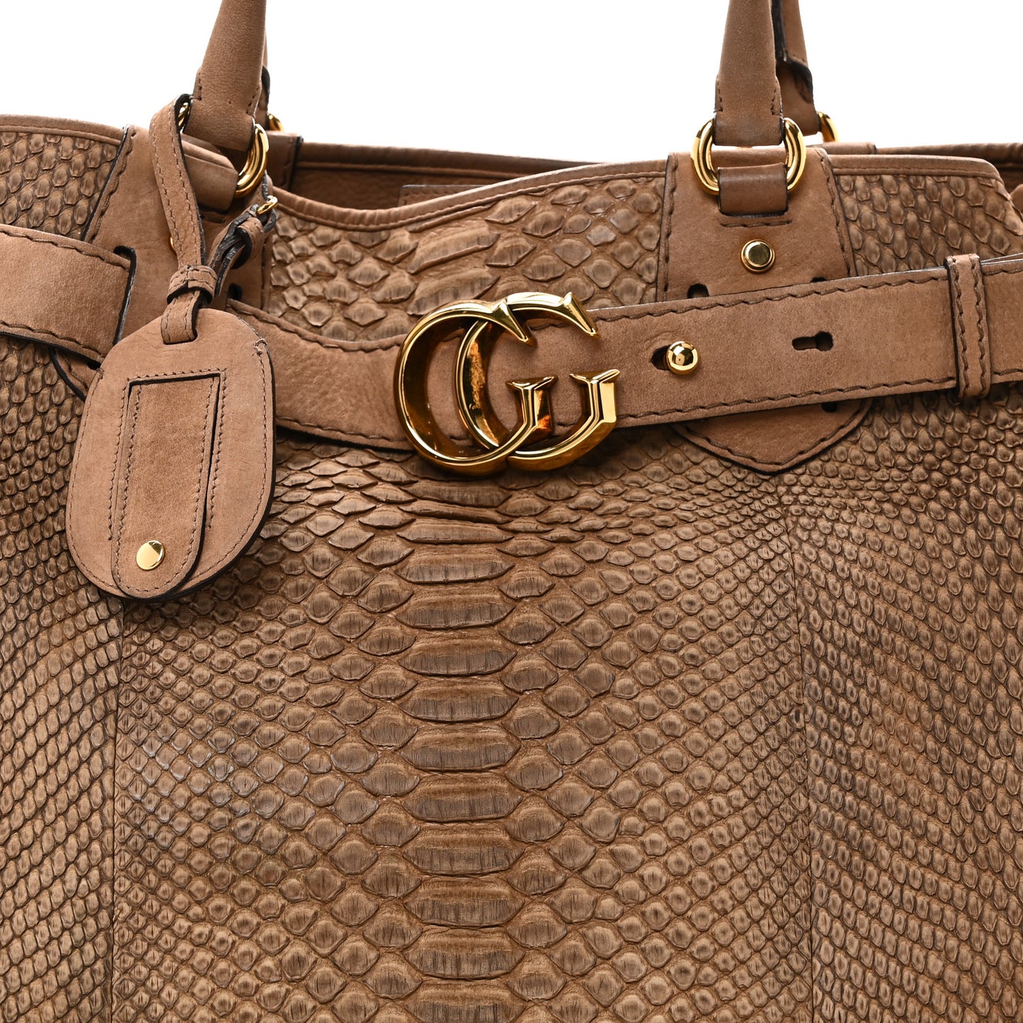 Snakeskin Large GG Running Tote Brown