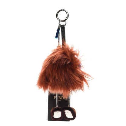 Fendi Mink Fox Fur Dad Wonders Bag Charm Peach Pink Rust 4 of 5