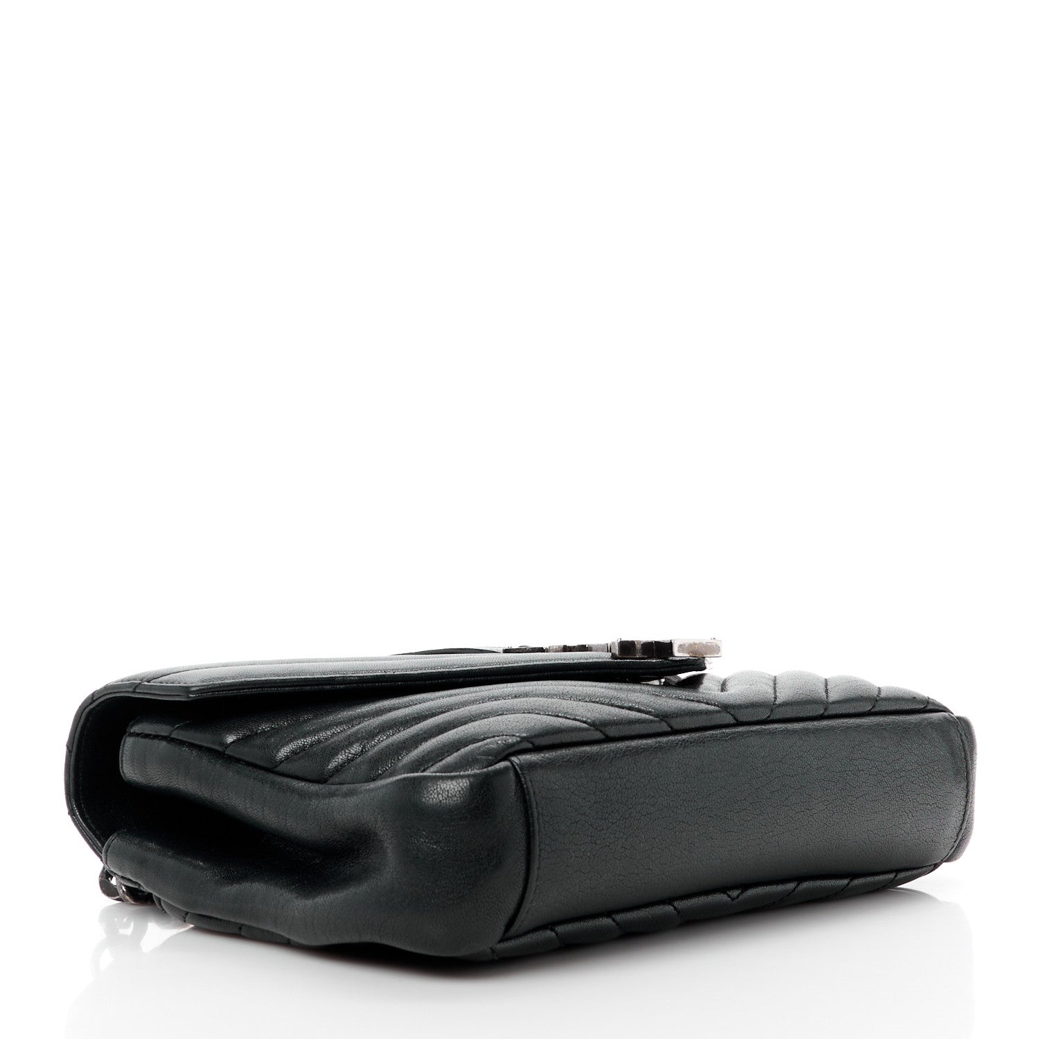 Saint Laurent SAINT LAURENT Sheepskin Matelasse Chevron Monogram Medium College Bag Black 4 of 12