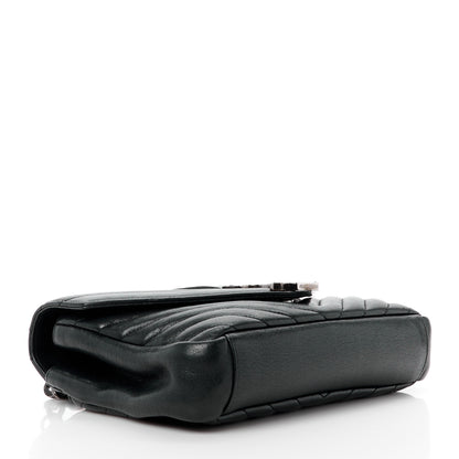 Saint Laurent SAINT LAURENT Sheepskin Matelasse Chevron Monogram Medium College Bag Black 4 of 12