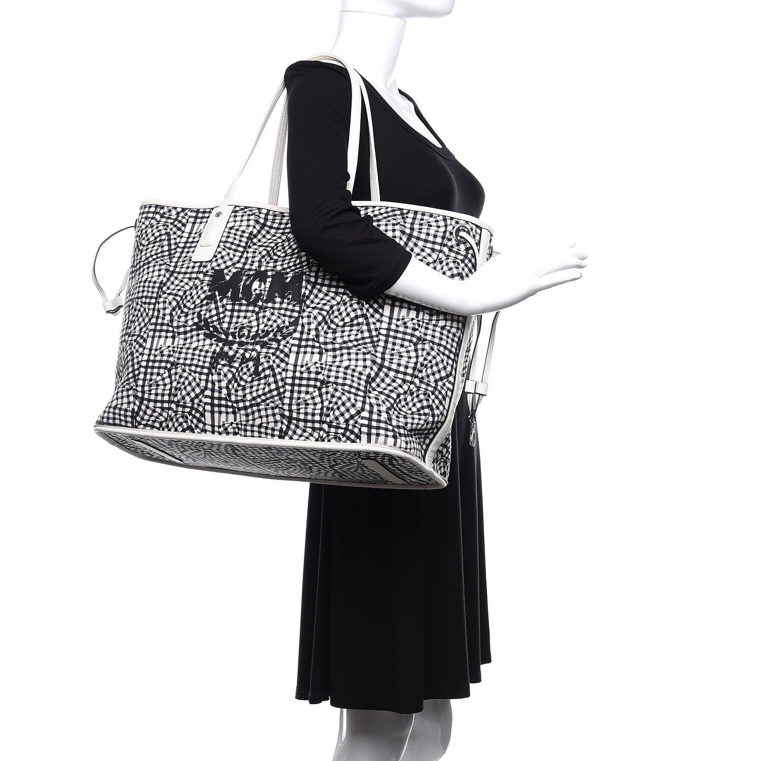 MCM Visetos Large Liz Reversible Shopper Tote White 2 of 14