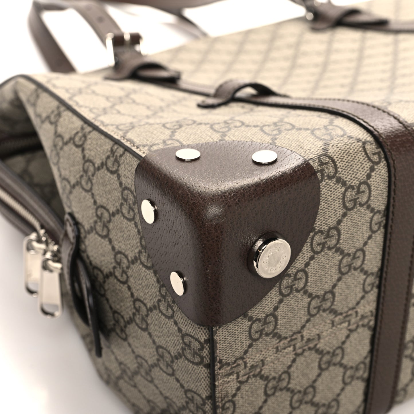 GG Supreme Monogram Textured Dollar Calfskin Medium Detail Tote Beige Ebony New Acero