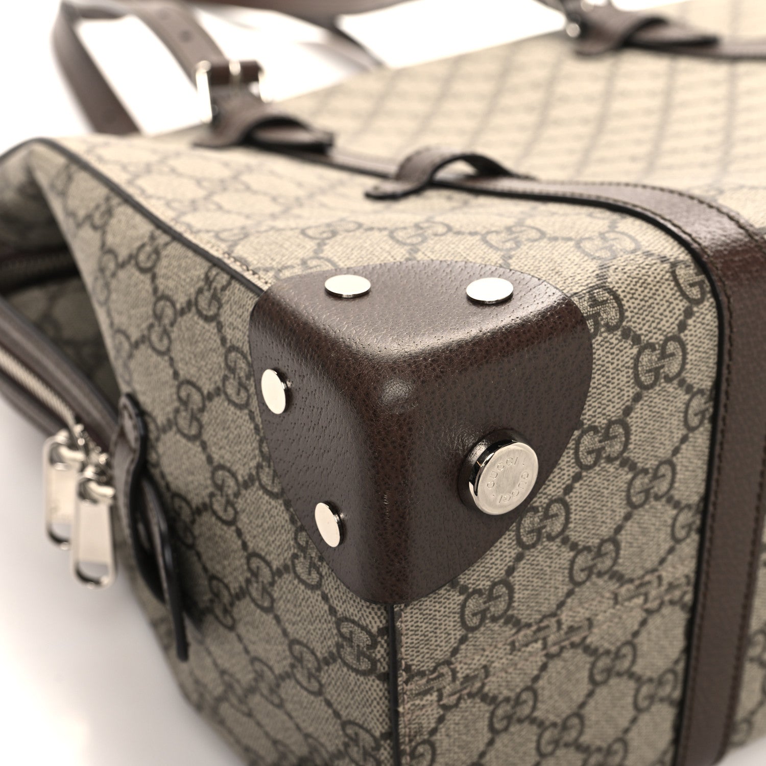 Gucci GG Supreme Monogram Textured Dollar Calfskin Medium Detail Tote Beige Ebony New Acero 8 of 11