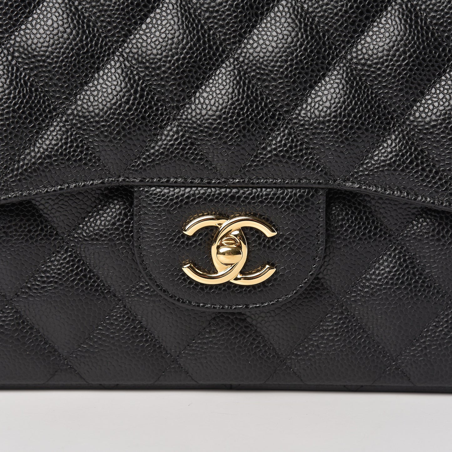 Caviar Quilted Jumbo Double Flap Black