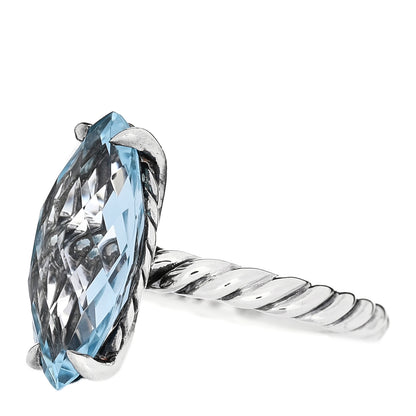David Yurman Sterling Silver Blue Topaz Color Classics Marquise Ring 55 7.25 3 of 6