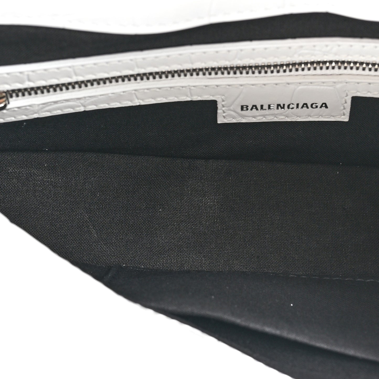 Calfskin Crocodile Embossed Small Lindsay Shoulder Bag Optic White