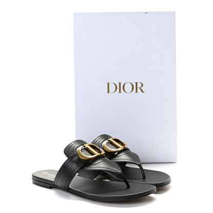 Christian Dior Calfskin 30 Montaigne Thong Sandals 35.5 Black 6 of 8