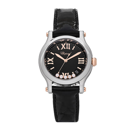 Chopard Stainless Steel Alligator 5 Diamond 36mm Happy Sport Quartz Watch Black 1 of 5