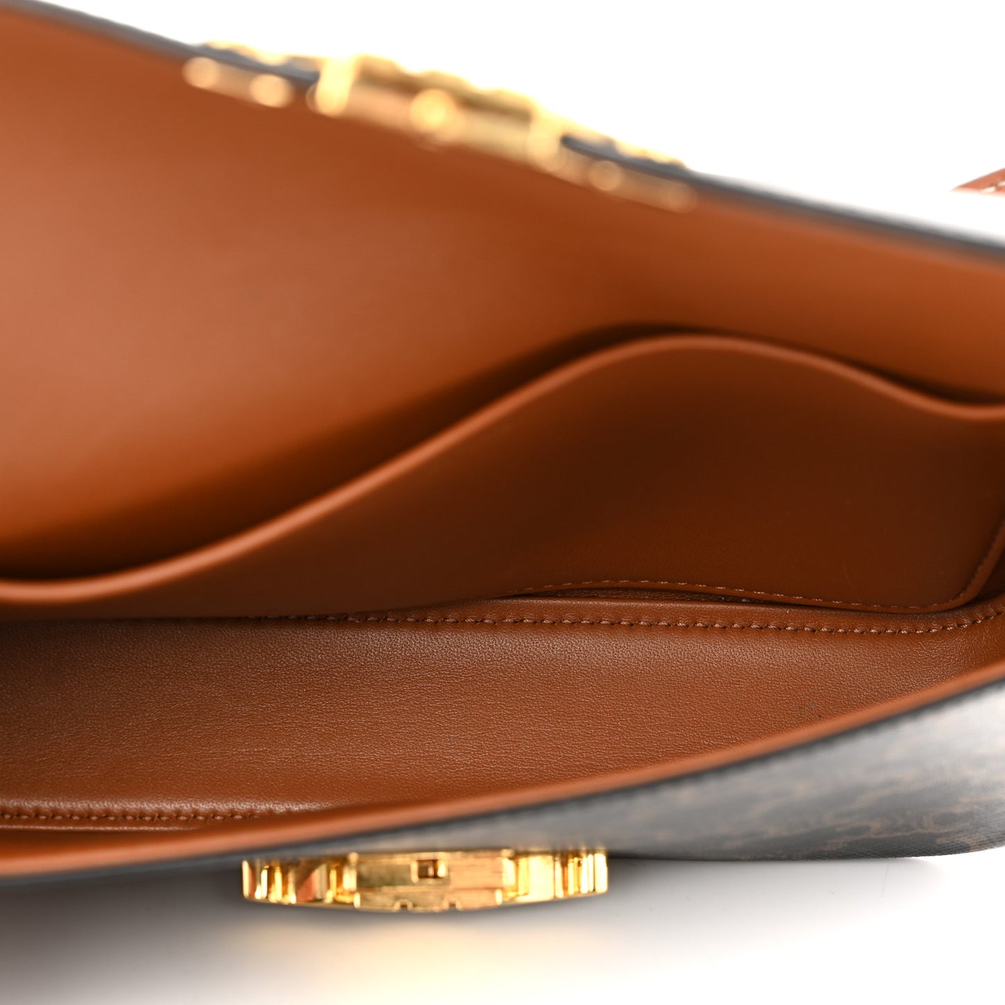 Canvas Calfskin Triomphe Shoulder Bag Tan