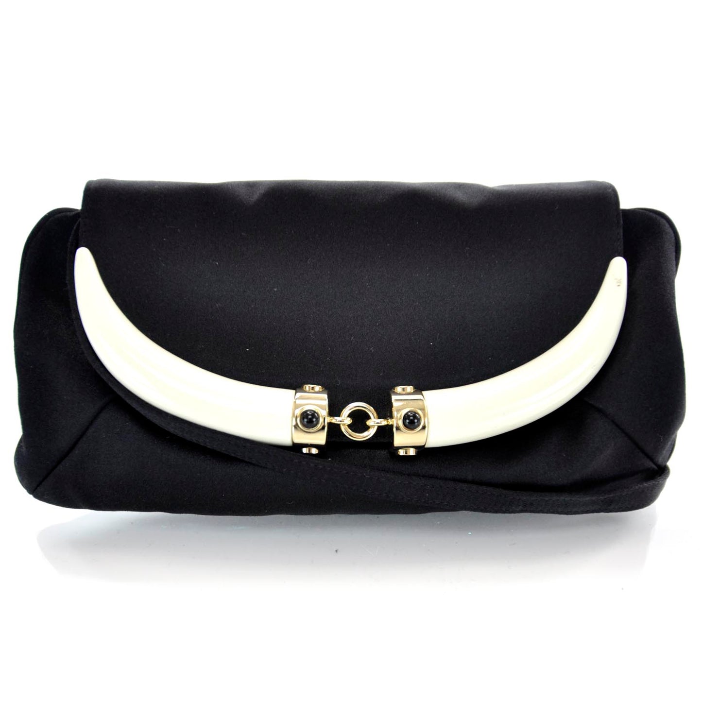Satin Horn Evening Bag Black