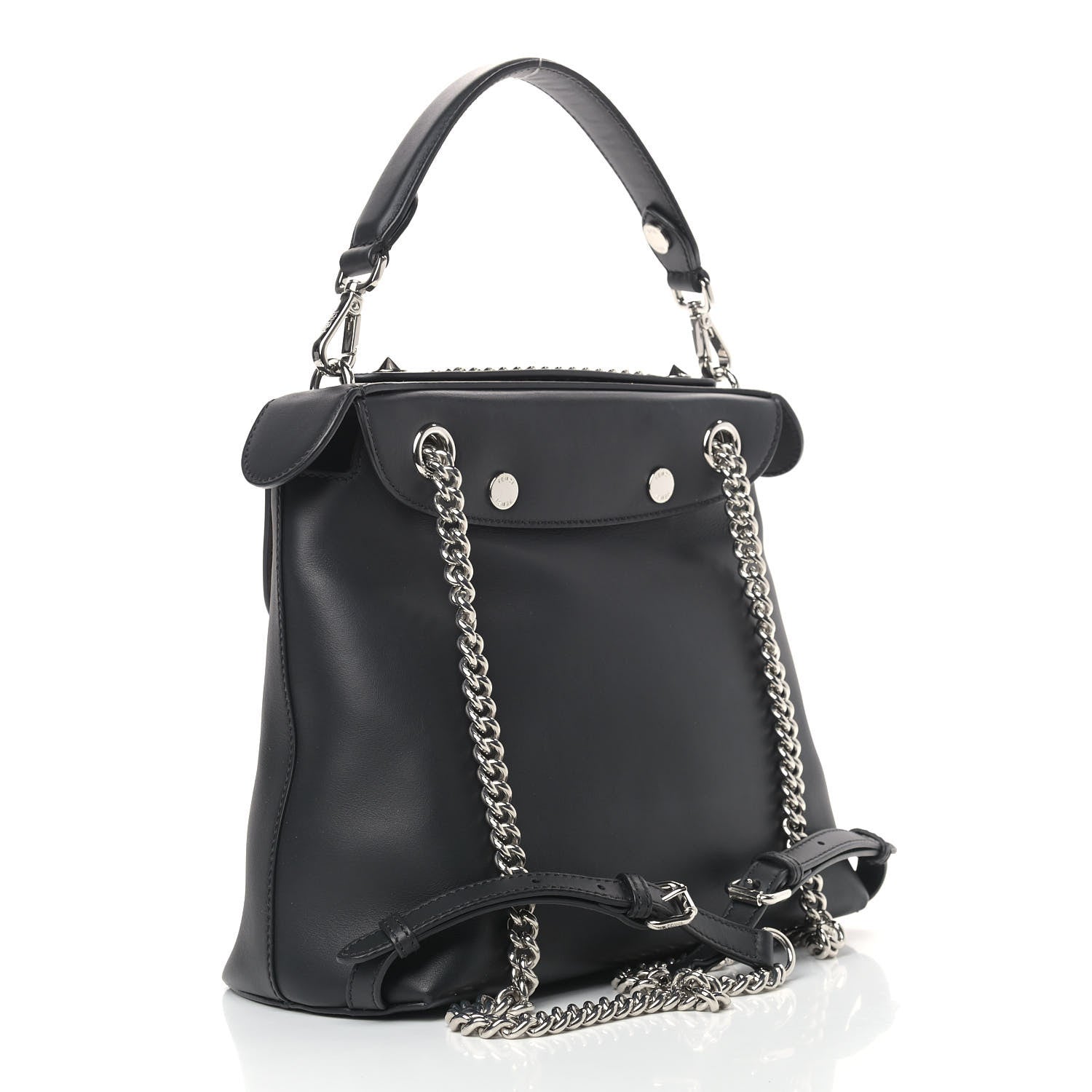 Fendi Vitello Century Opaco Large Back to School Backpack Black 3 of 9