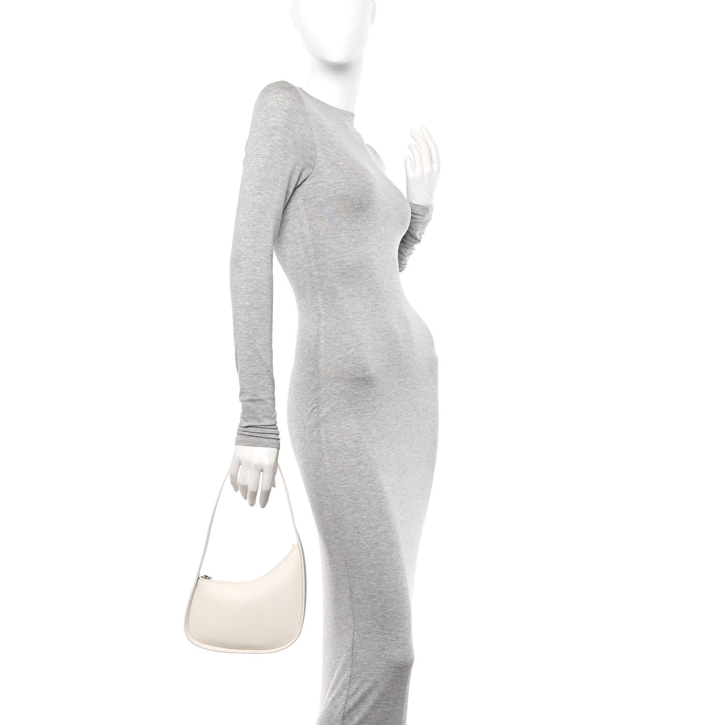Smooth Calfskin Half Moon Shoulder Bag New Ivory