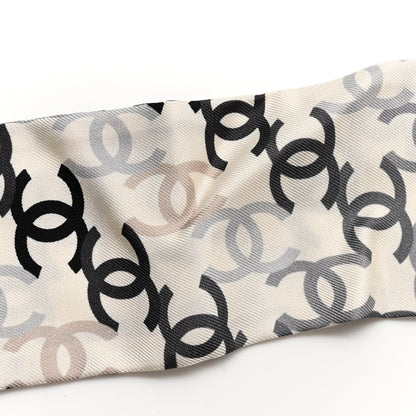 Chanel Silk CC Slim Bandeau Scarf Ecru Multicolor 3 of 3