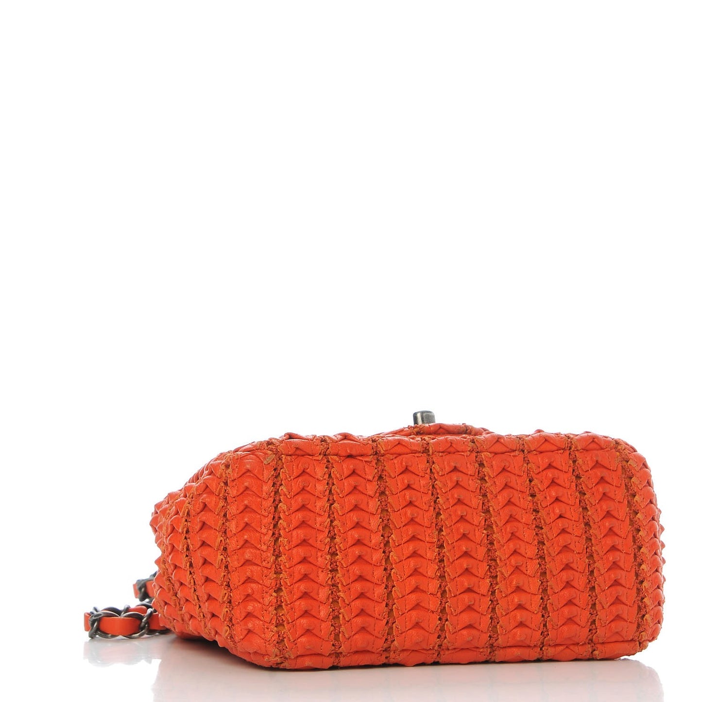 Lambskin Crochet Embroidered Small Flap Red