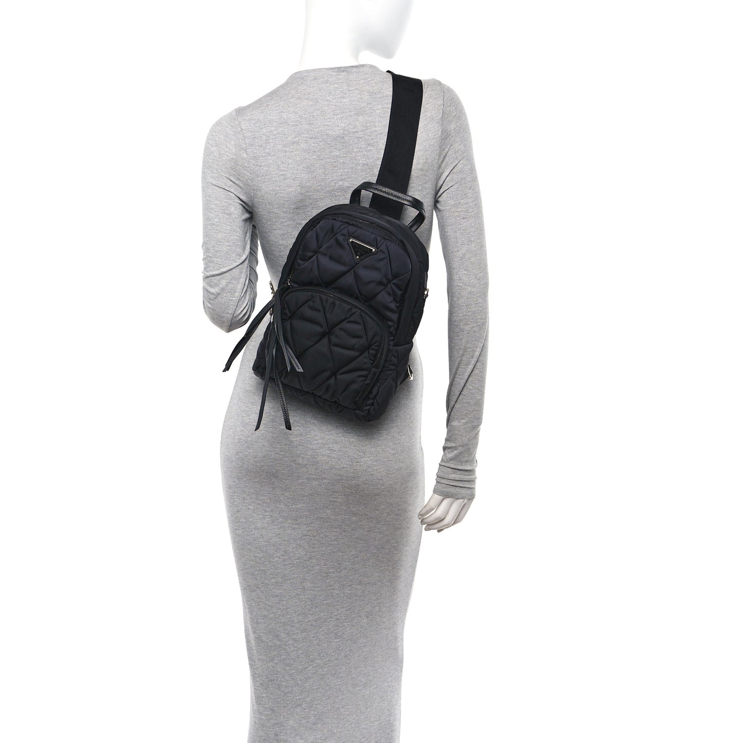 Nylon Tessuto Impuntu Quilted Backpack Black
