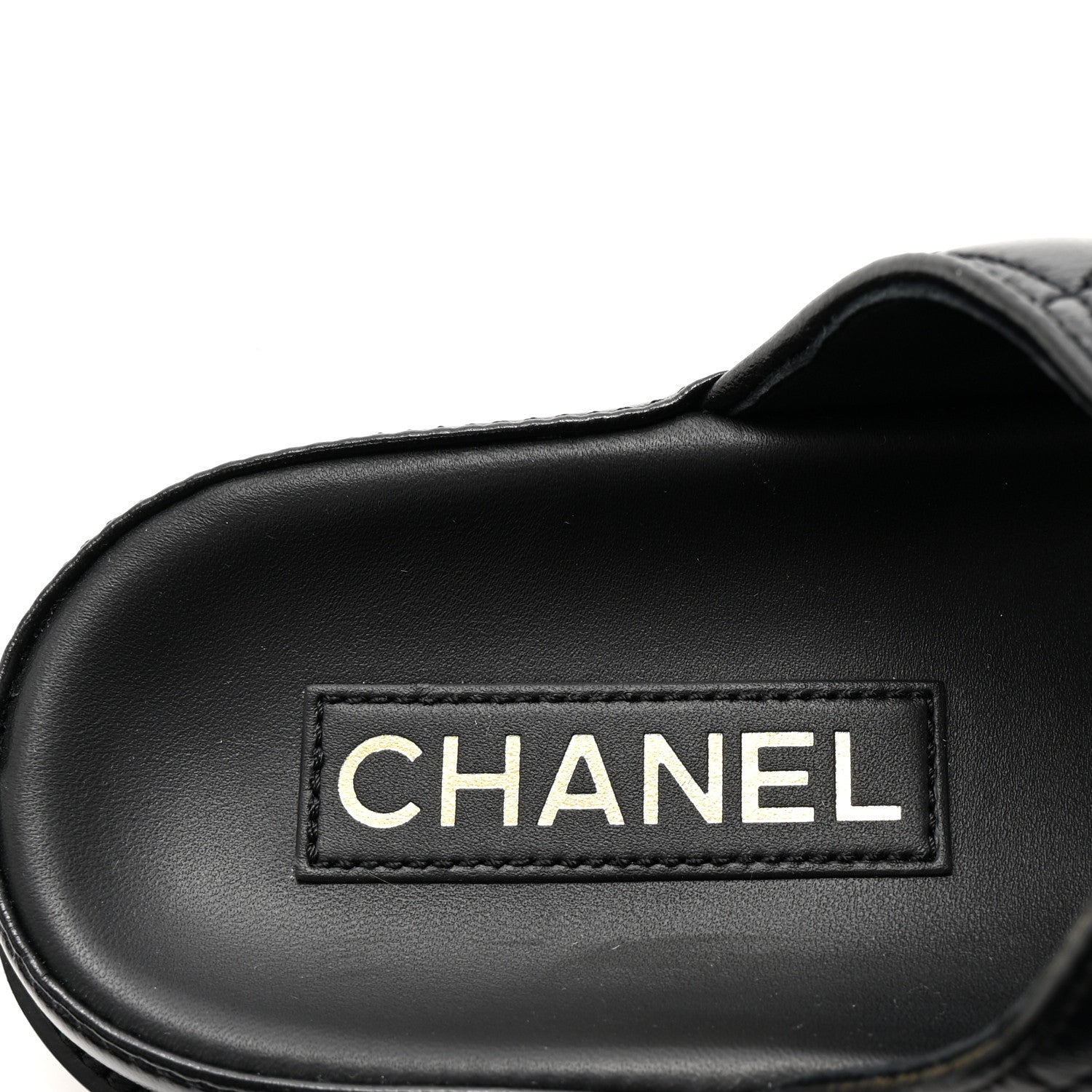 Chanel Lambskin Quilted Velcro Dad Chain CC Slide Sandals 38 Black 8 of 10